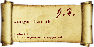 Jerger Henrik névjegykártya